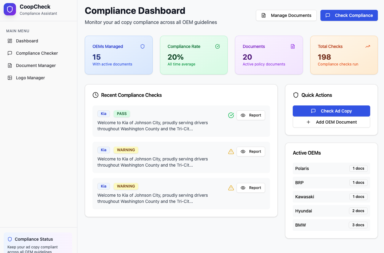 Co-Op Compliance Checker Dashboard